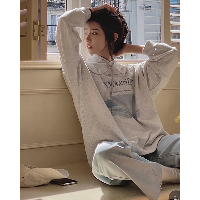 Áo Hoodie Dáng Rộng Thiết Kế Mỏng Thời Trang Mùa Thu Mới Dành Cho Nữ