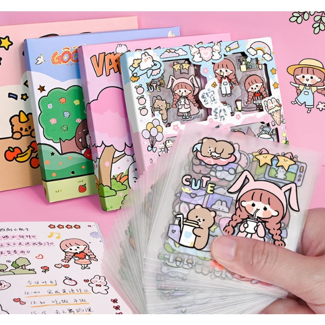 Set 20 Tấm Sticker Hoạt Hình Dán Trang Trí Sổ Tay DIY