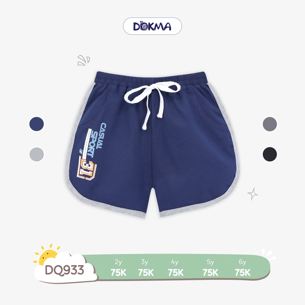 (2-6Y) Quần đùi / short vải cotton cho bé trai DQ933 - DOKMA