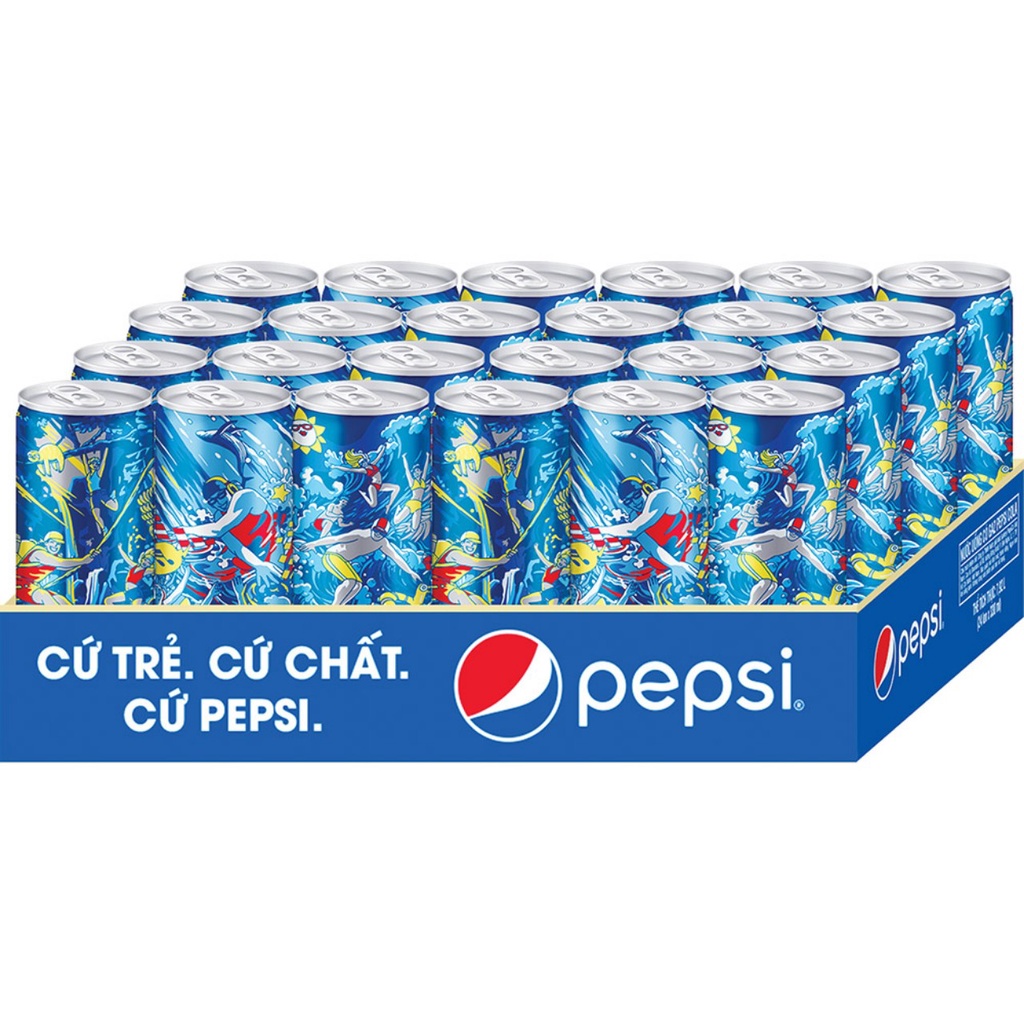 Thùng 24 Lon Nước Uống Có Gas Pepsi (320ml/Lon)