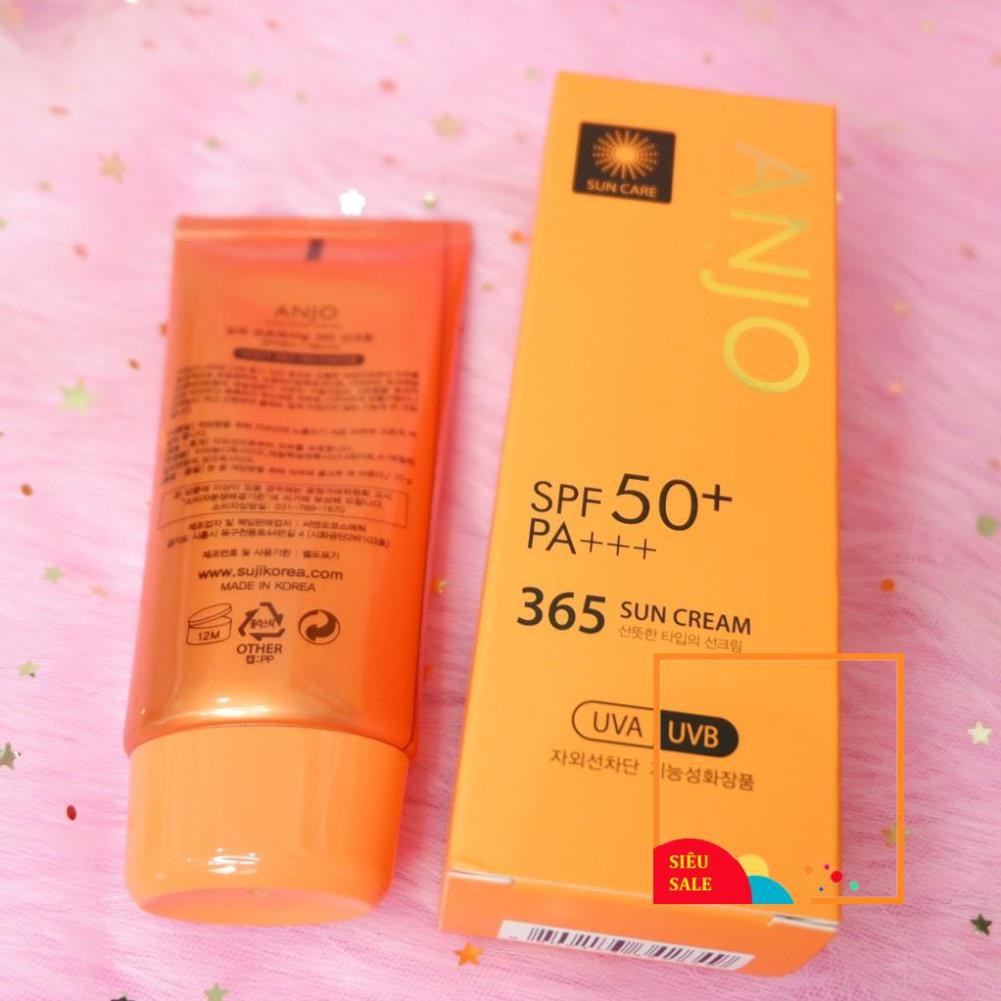 Kem Chống Nắng Anjo dưỡng ẩm, dịu nhẹ và bảo vệ da Professional SPF 50+PA+++ 365 Sun Cream 70g NPP Shoptido