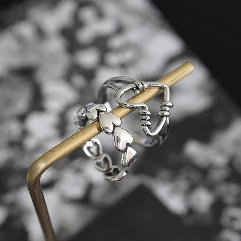 Bộ 3 Nhẫn Hở Có Thể Điều Chỉnh Kích Thước Hình Trái Tim Thời Trang Dành Cho Nữ