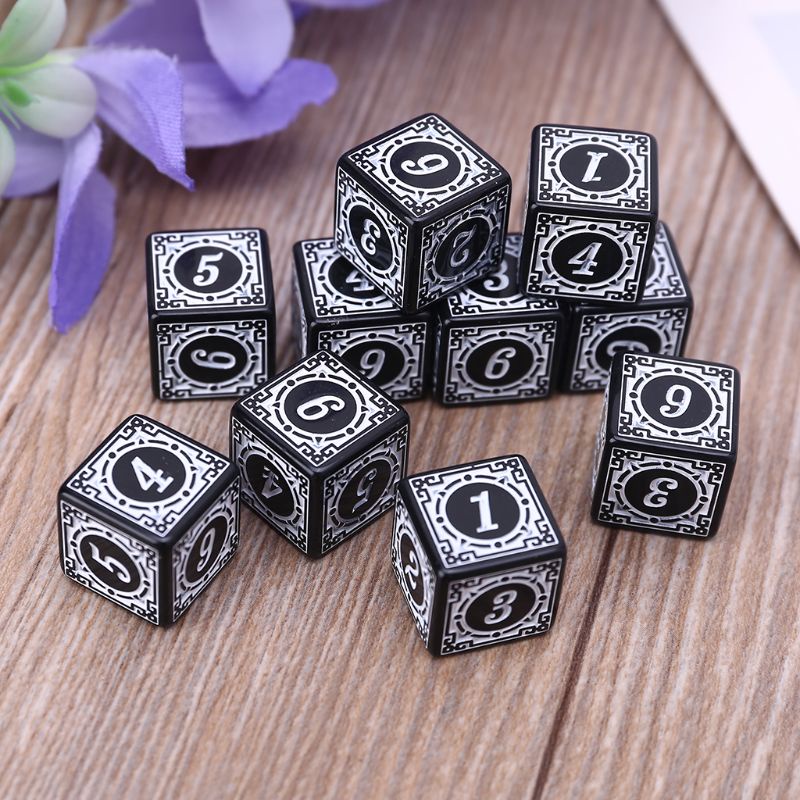 Set 10 viên xúc xắc đa diện 6 mặt WMMB D6