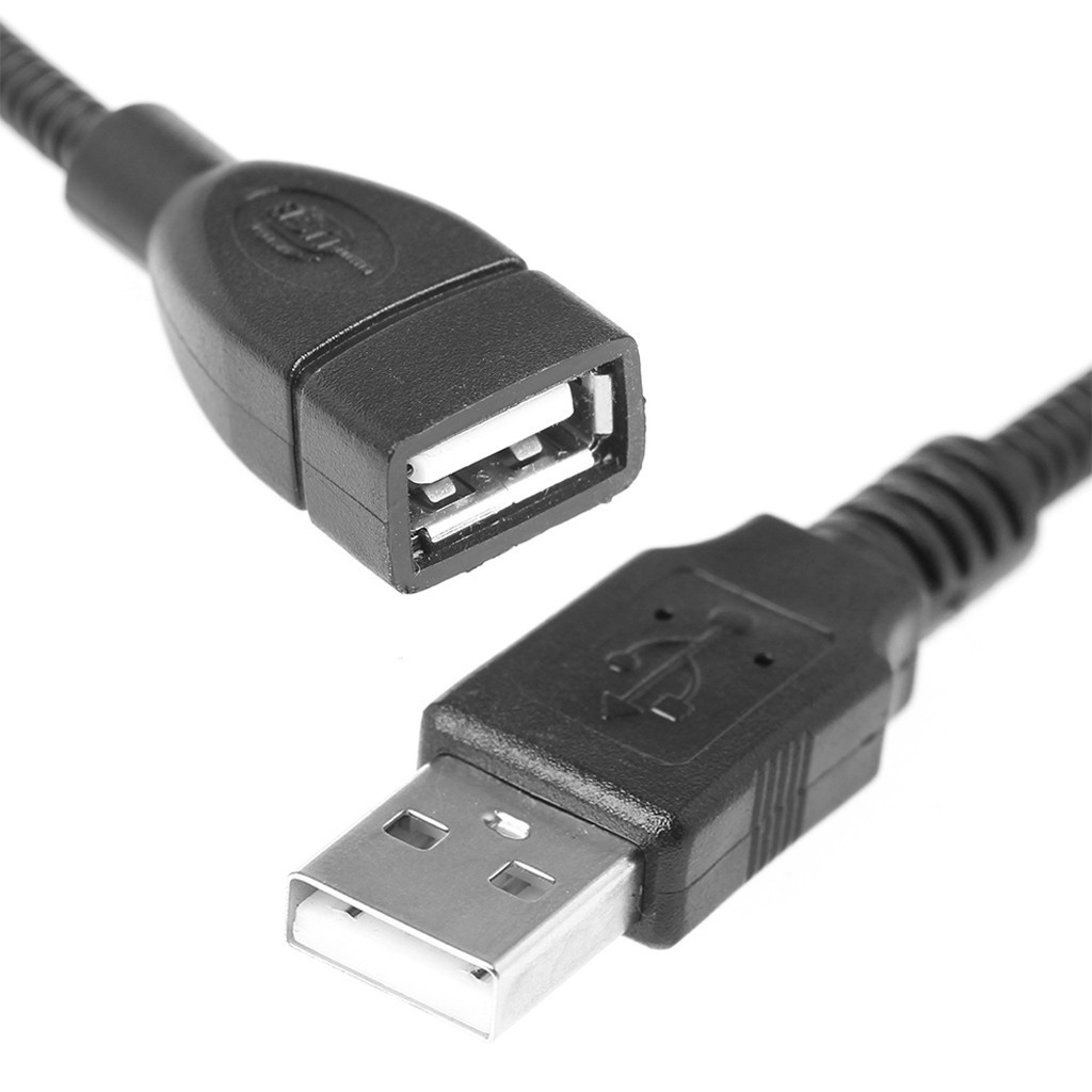 USB 2.0 Flexible M To F Extension Data Cable Mesh Metal Cord PC USB Charger