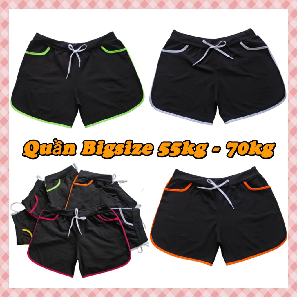 Quần đùi nữ Big size (55kg - 70 Kg) mặc nhà màu đen, quần short ngắn dây rút vãi thun cotton, dáng ôm.