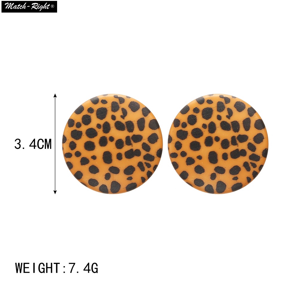 Hoa tai dáng tròn họa tiết da báo phong cách retro thời trang cho nữ