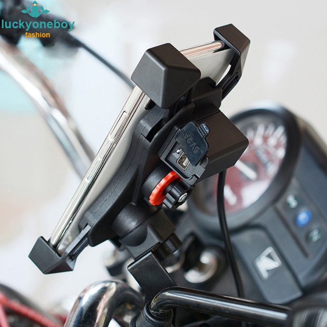 Universal Motorcycle Bicycle Phone Mount Holder with USB Charger Motorbike CellPhone Bracket