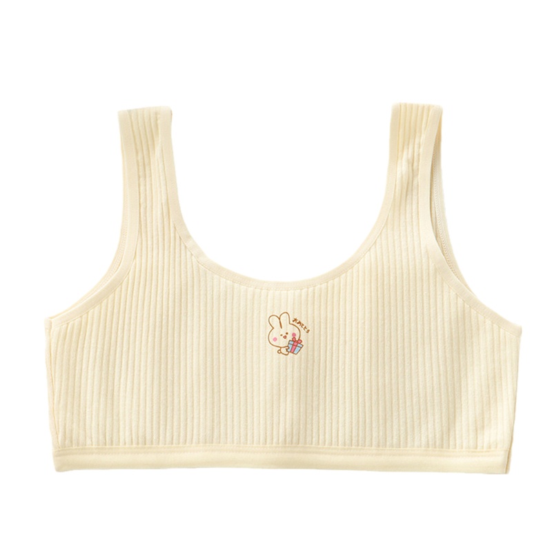 Áo Lót Bralette Hai Lớp In Họa Tiết Thỏ Dễ Thương Có Nắp Đậy Dành Cho Bé Gái Tuổi Teen