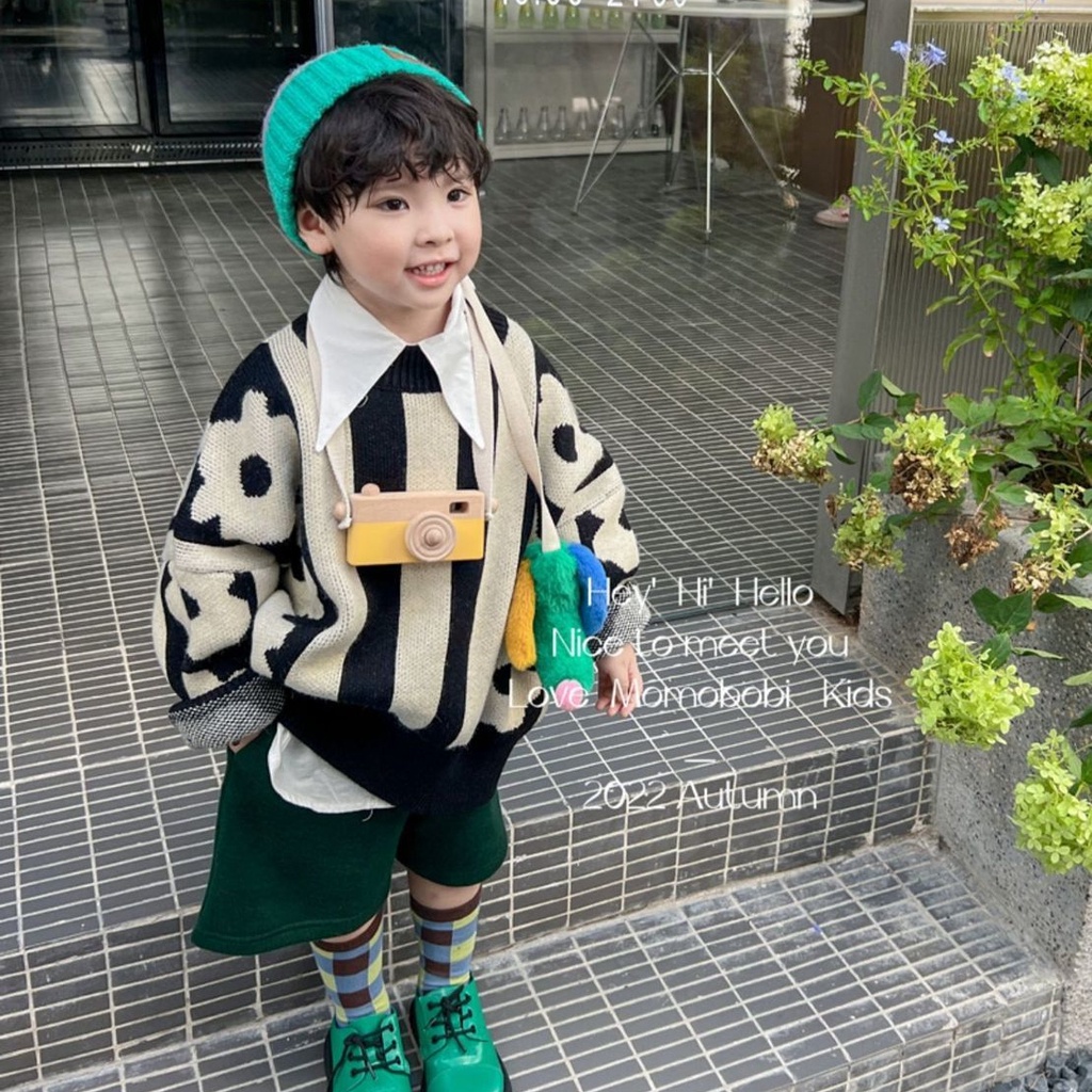 Áo Sweater Dệt Kim Tay Dài Chất Liệu Dày Dặn Thời Trang Thu Đông 2022 Mới Cho Bé