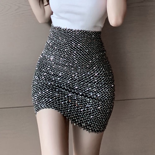 Jiashucheng Chân Váy Eo Cao Ôm Dáng Co Giãn Thời Trang Sáng Bóng Phong Cách Mới