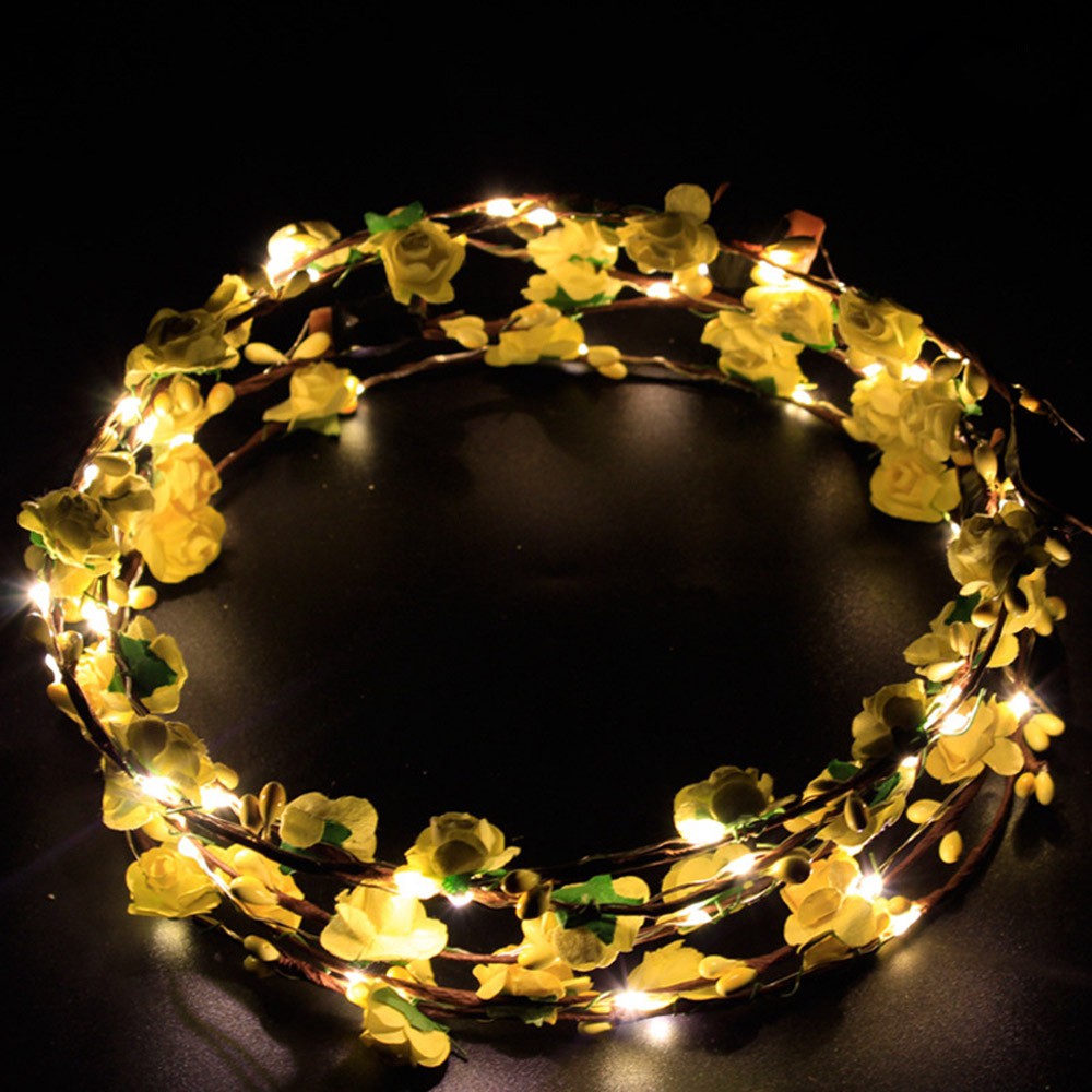 Vòng hoa đội đầu gắn đèn LED phát sáng dễ thương sáng tạo