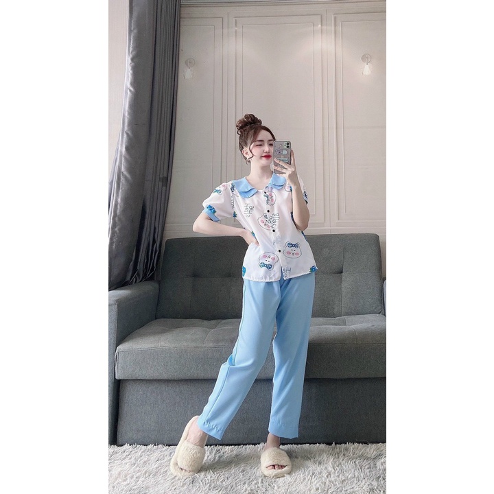 [XẢ] Đồ đồ ngủ nữ, pijama ở nhà nữ tay ngắn vải kate lụa họa tiết gấu dễ thương giá xưởng ảnh thật | BigBuy360 - bigbuy360.vn