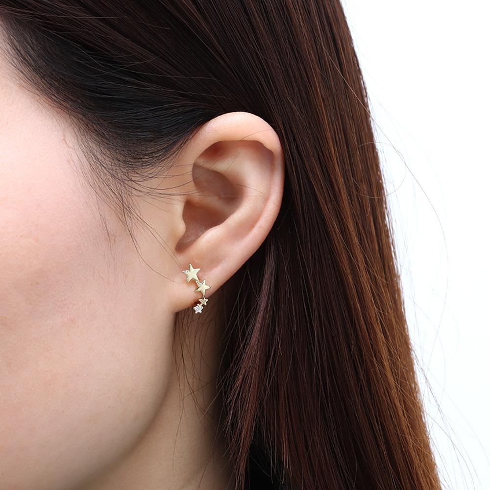 ROSE Bông Tai Mạ Bạc 925 Hình Ngôi Sao Thời Trang Cho Nữ