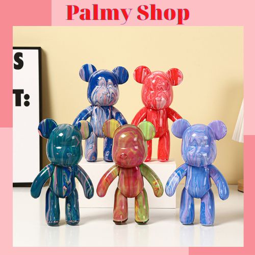 Bearbrick Màu Loang Tự Sơn size 23cm - Gấu BearBrick Handmade đổ màu