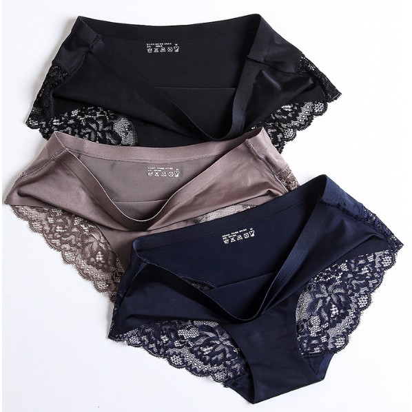 Quần lót su thun lạnh nữ viền ren có chọn màu chọn size lớn QLS12