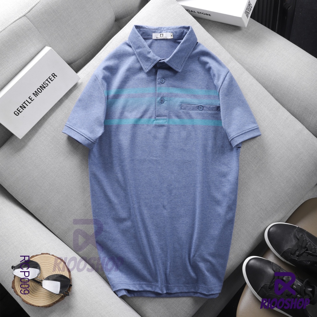 Áo polo nam đẹp, áo thun nam có cổ form rộng cotton túi giả RCP009 màu đỏ, xanh cotton, có size lớn, big size