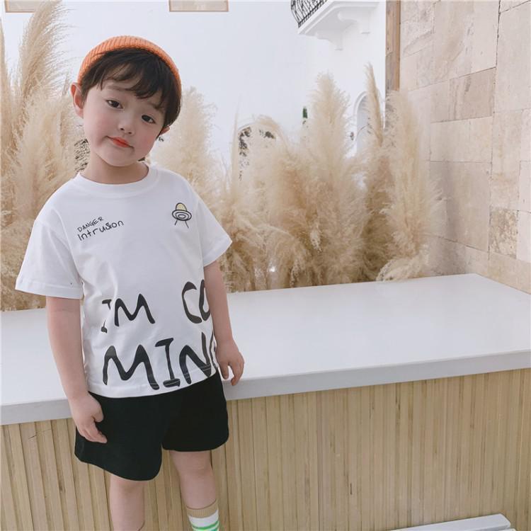 Bộ Áo Thun Cotton Tay Ngắn Kèm Quần Ngắn Phong Cách Hàn Quốc Thời Trang Mùa Hè Mới Cho Bé Trai