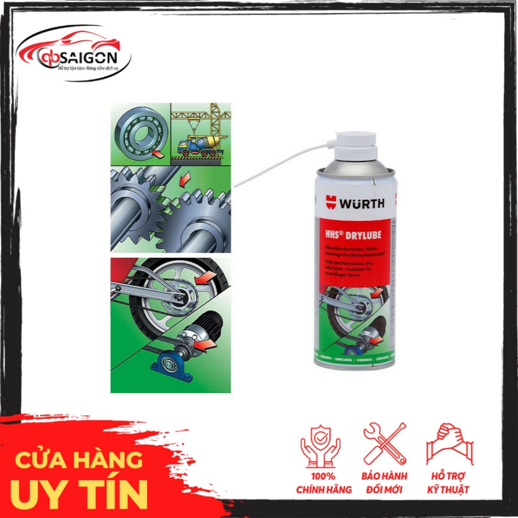 ] 🚗 Mỡ Bò Xịt Khô Hhs Drylube 400ml   Wurth-Đức- 08931006