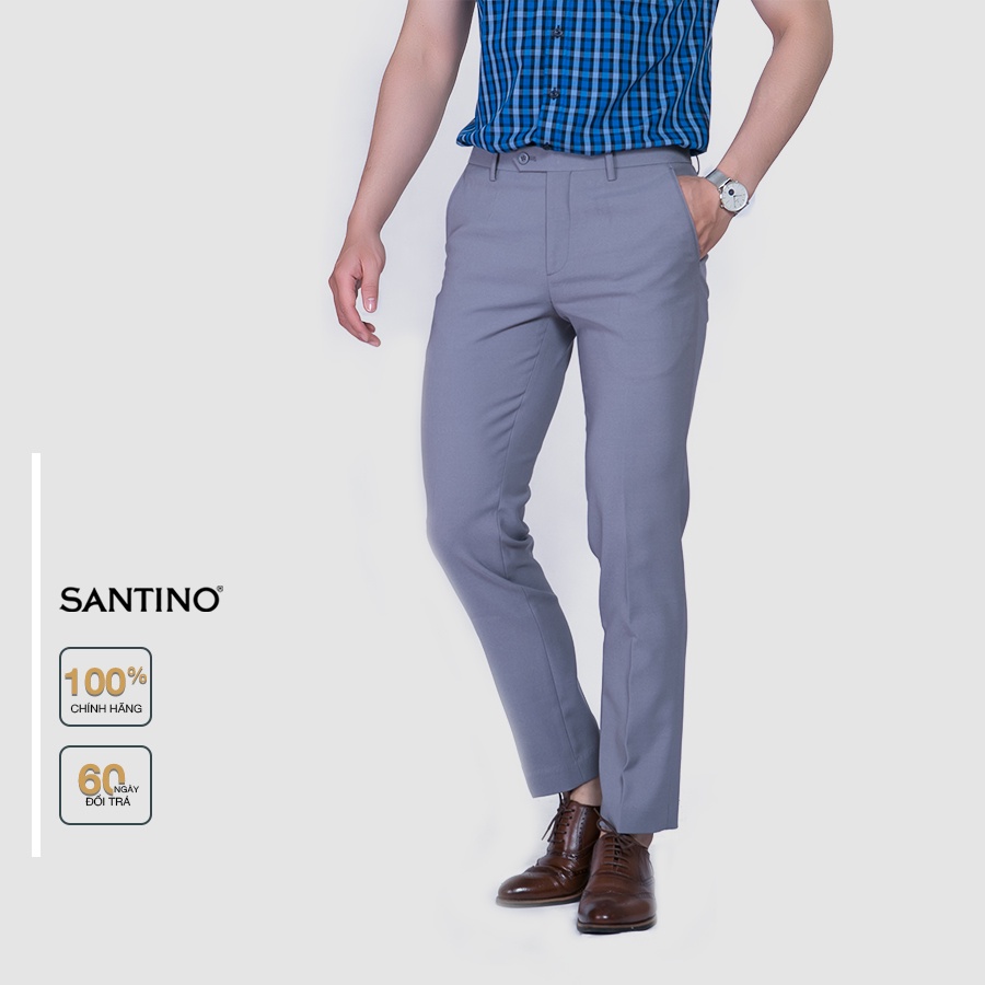 Quần âu công sở nam SANTINO cao cấp, màu ghi sáng, form chuẩn công sở trẻ trung, thoải mái, đứng form, C004