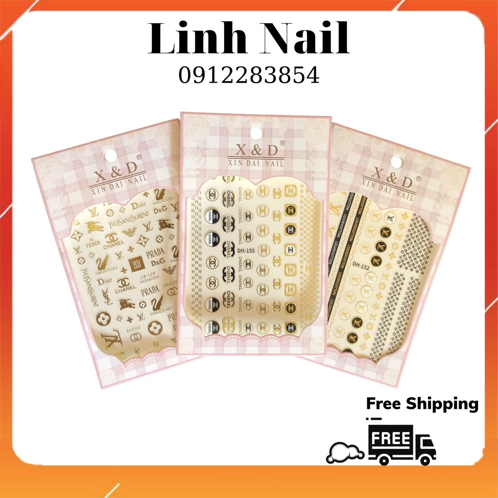 Sticker Logo Thương Hiệu Nối Tiếng Dán Móng Tay Trang Trí Họa Tiết Móng.