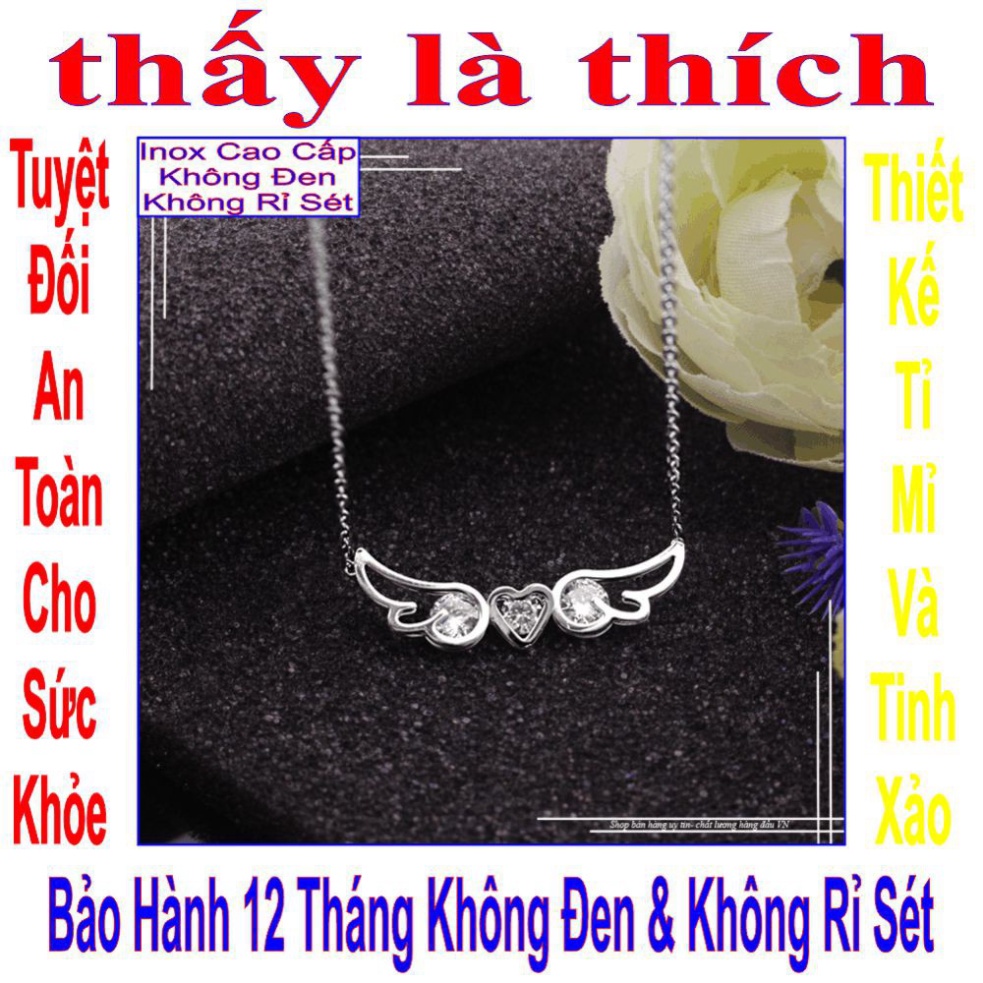 Dây chuyền bé gái đôi cánh đính đá phối trái tim xinh xinh - An toàn cho trẻ -Cam kết 1 đổi 1 nếu hoen , gỉ sét