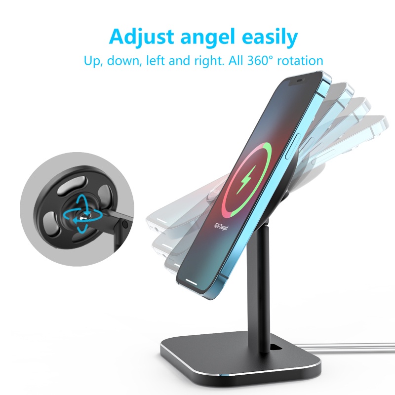 Đế Sạc Không Dây Mini 2 Trong 1 Bằng Hợp Kim Nhôm Cho iWatch phone 12 Pro Max