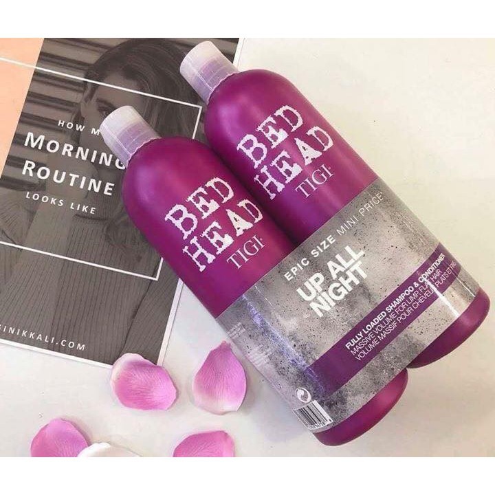 Cặp dầu gội, dầu xả Tigi Tím- Tigi Bed Head Up All Night - Hàng USA 750ml + 750ml