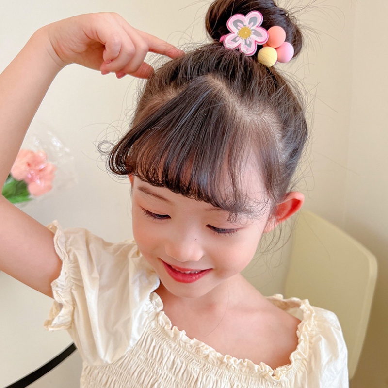 Dây Cột Tóc Đính Hoa Màu Sắc Đơn Giản Thời Trang Cho Bé Gái