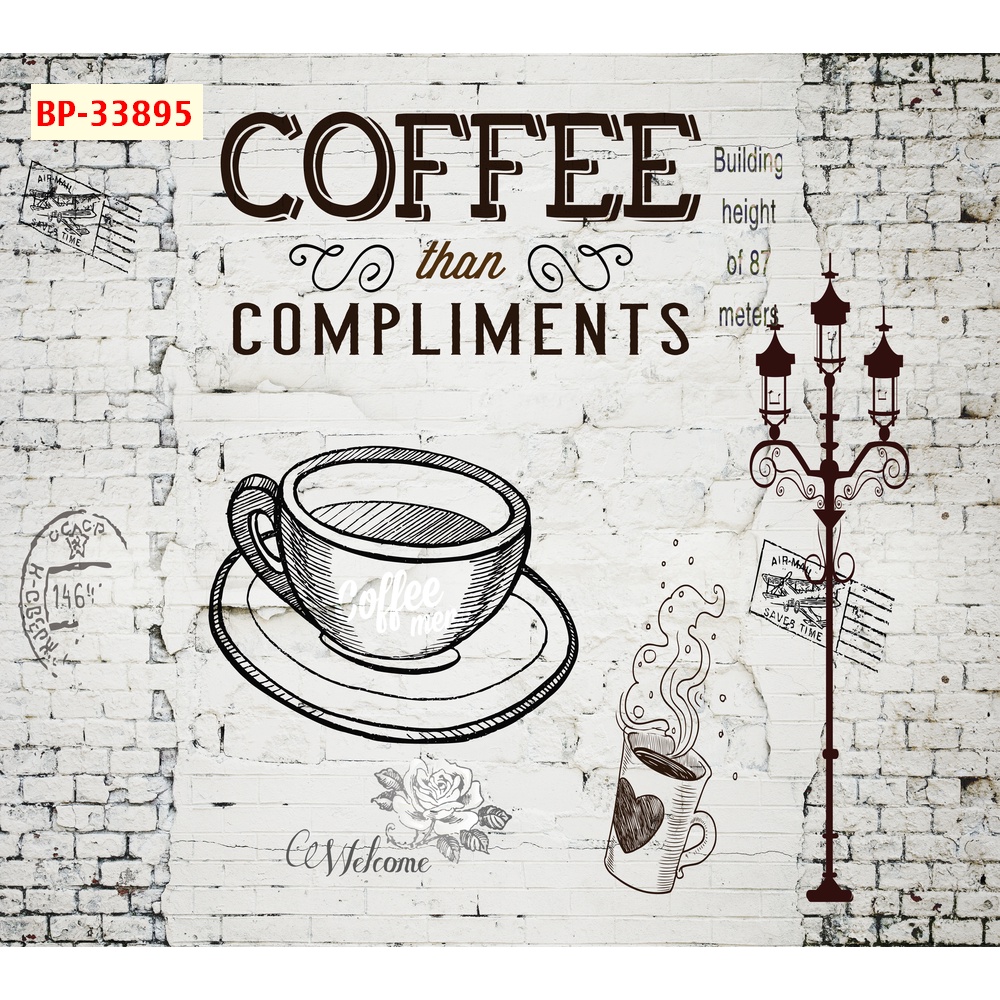 Tranh dán tường trang trí Quán Cafe, Trà Sữa, Trang Trí Cửa Hàng 3D