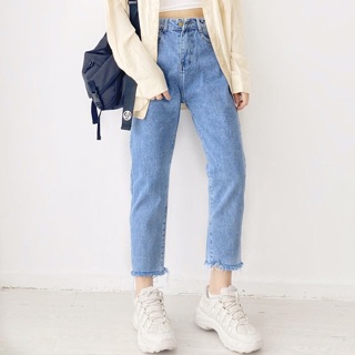 [Bigsize 54-88kg] Quần Baggy Basic Tua Lai, Lưng Cao Trên Rốn, Không Giãn