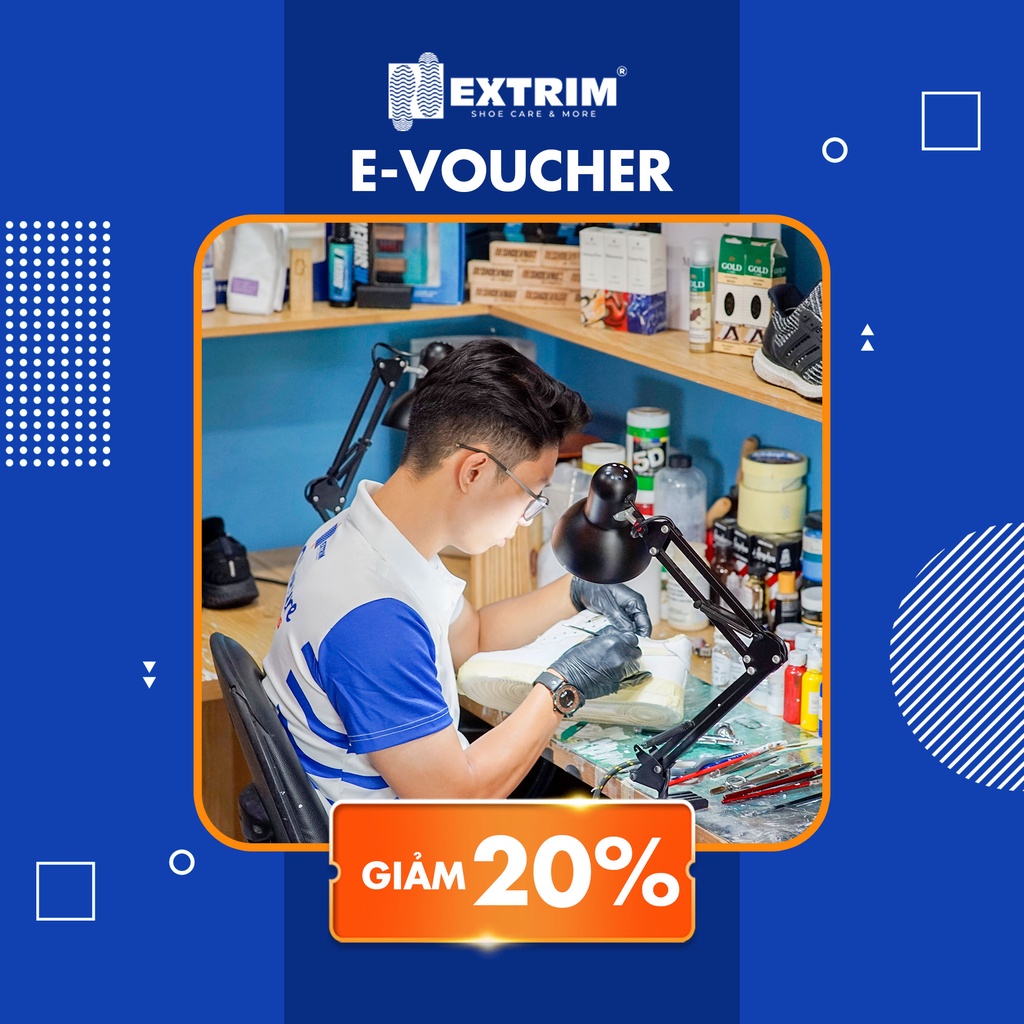 HCM [E-voucher] Vệ sinh giày EXTRIM - Giảm 20% mọi đơn hàng chăm sóc giày từ 500K