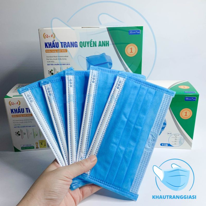 Combo 10 Khẩu trang 4 lớp kháng khuẩn cao cấp màu xanh ( Tách Lẻ )