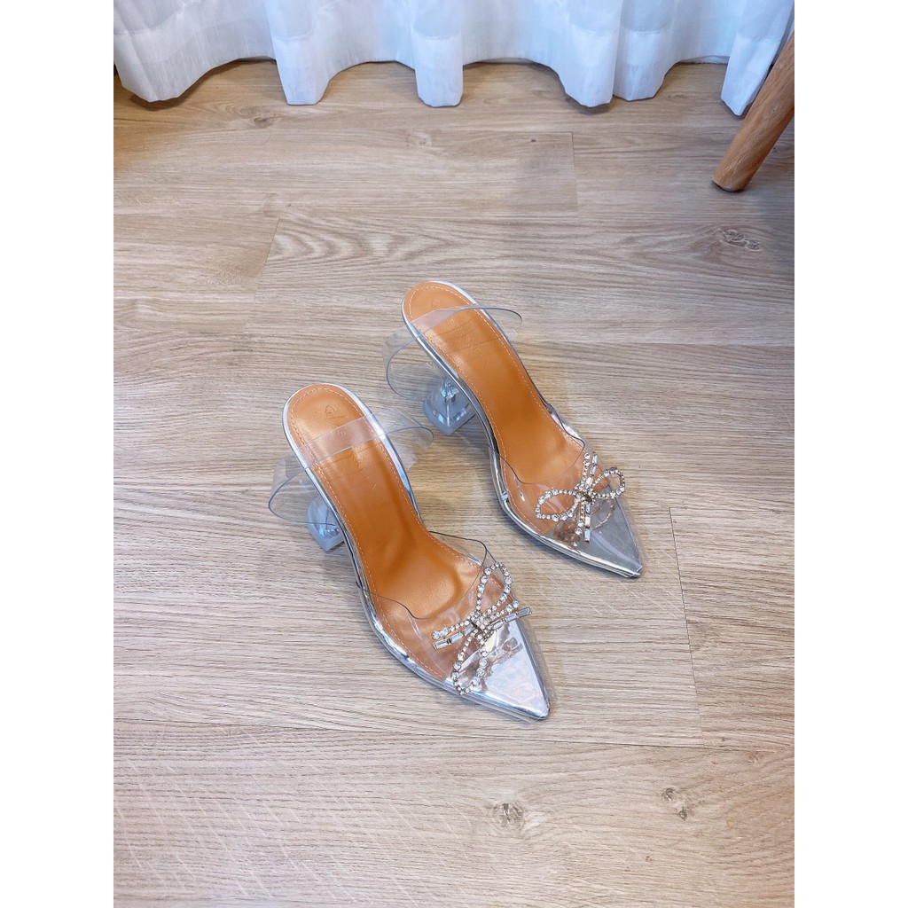 (HÀNG CAO CẤP) GIÀY SANDAL TRONG NƠ ĐÁ GÓT LY 9P HÀNG VNXK LOẠI 1 CỰC CHẢNH