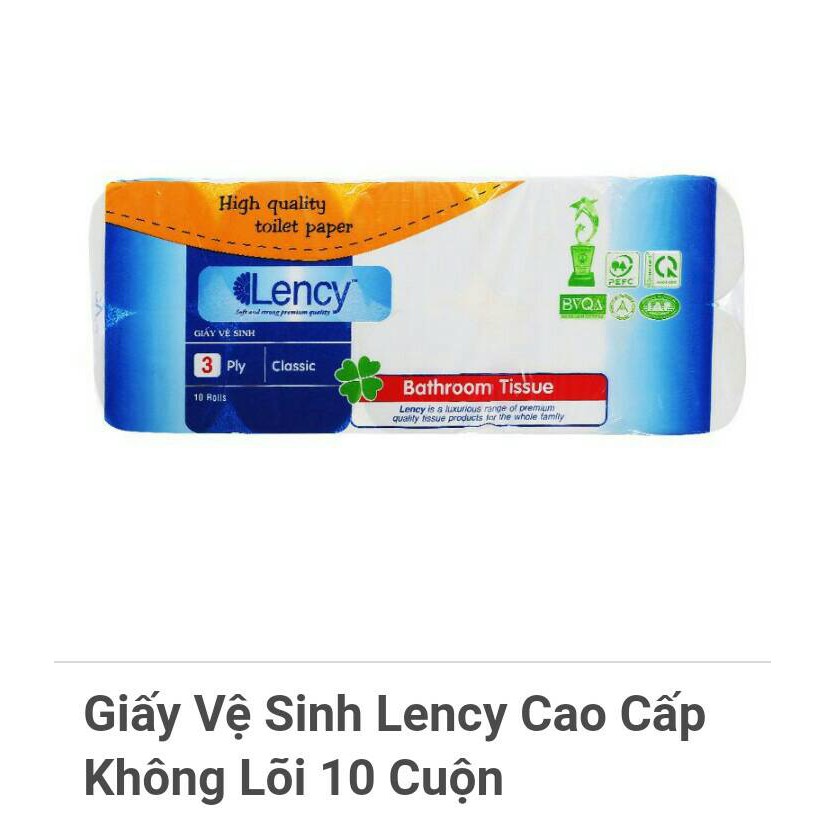 Giấy vệ sinh Lency cao cấp không lõi 10 cuộn