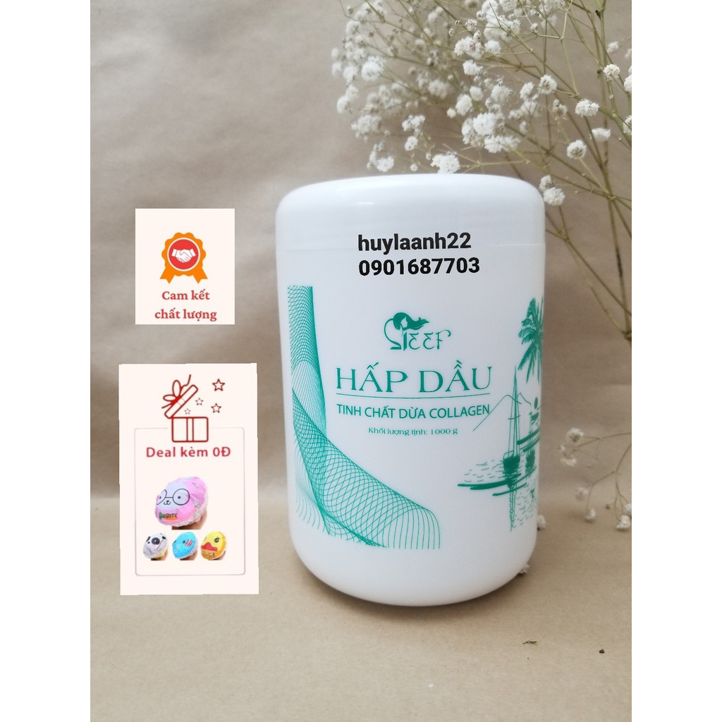 kem ủ tóc, dầu hấp dưỡng ẩm phục hồi Siêu Mềm Mượt Hương Nước Hoa Collagen 1000ml az008 + nón trùm ủ tó