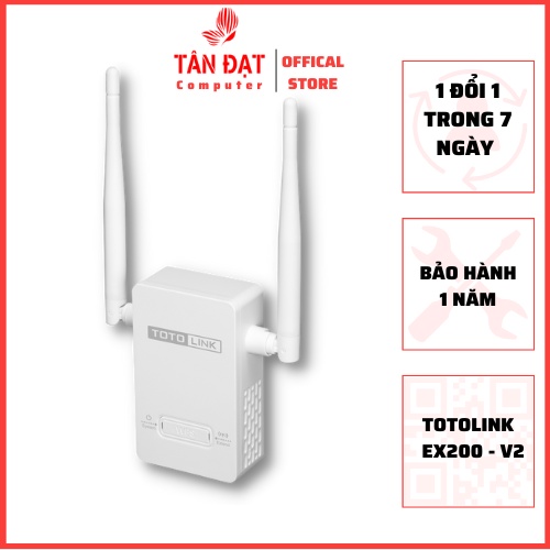 Bộ Kích Sóng, mở rộng vùng phủ sóng Wifi Repeater 300Mbps Totolink Ex200 - Hàng chính hãng