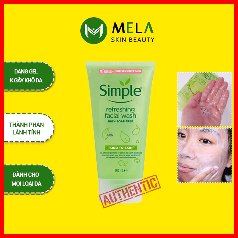 Sữa rửa mặt Simple Kind To Skin Refreshing Facial Wash Gel 150ml