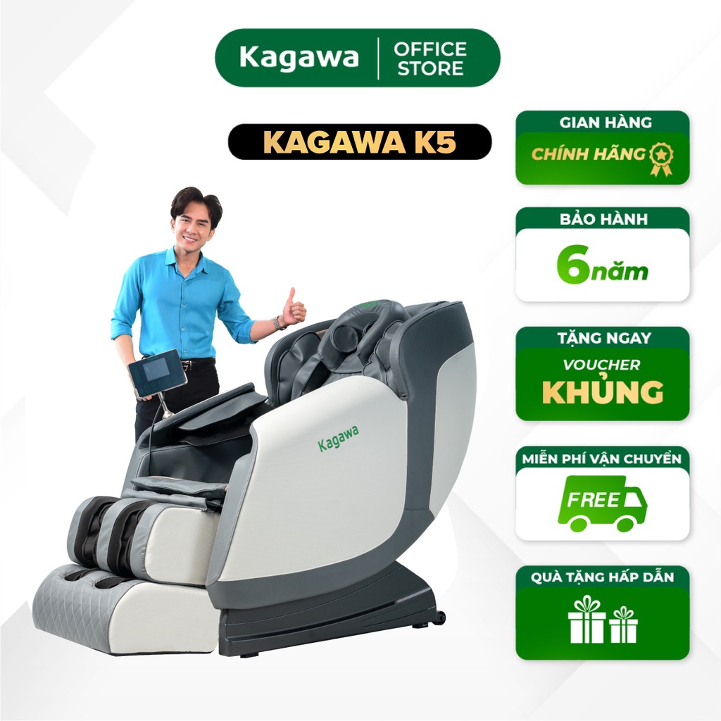 Ghế massage toàn thân Nhật Bản KAGAWA K5 Con Lăn 4D Cao Cấp đa chức năng, công nghệ quét AI dò tìm huyệt đạo