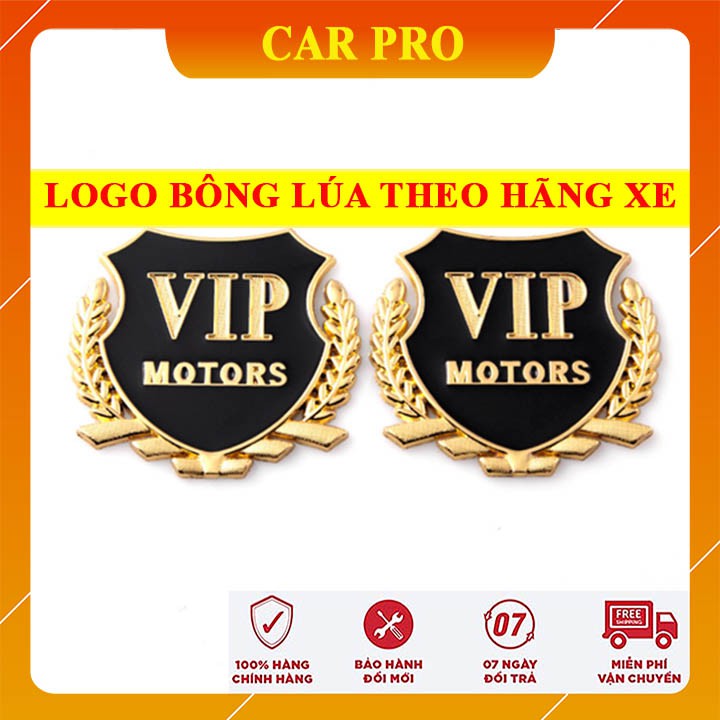 Logo bông lúa đủ thương hiệu dán trang trang trí ô tô, xe máy [ viền vàng ] - CAR PRO