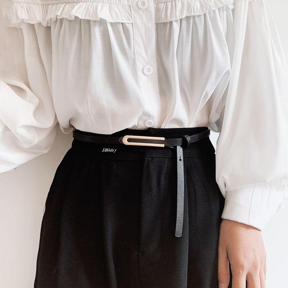 Thắt Lưng Da Màu Trơn Khóa Vuông Đơn Giản Thời Trang Cho Nữ