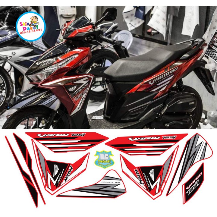 Tem xe vario 150 2017 decal 46 dán xe đỏ (nhắn tin cho shop nếu bạn muốn tem 125)