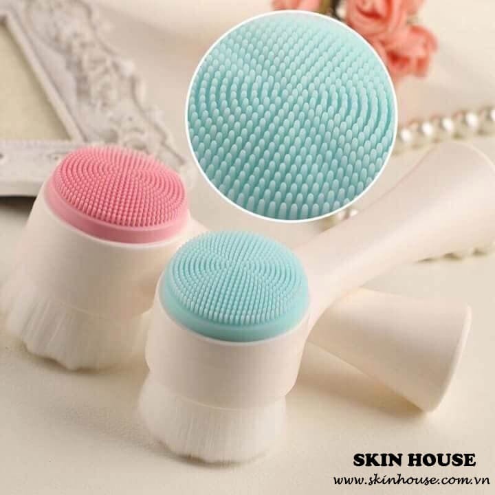 dụng cụ rửa mặt massage 2 đầu silicon tiện lợi