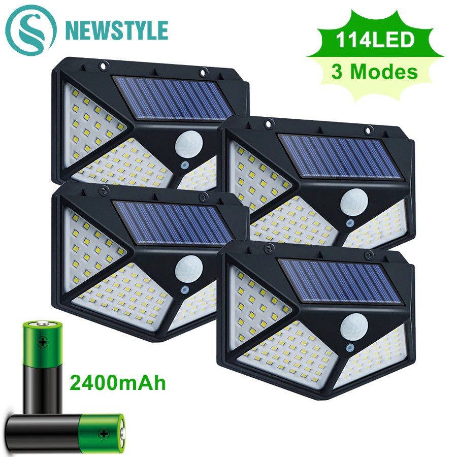 Đèn Năng Lượng Mặt Trời Solar 100LED Đèn Cảm Biến Siêu Sáng, Chống Nước Tuyệt Đối