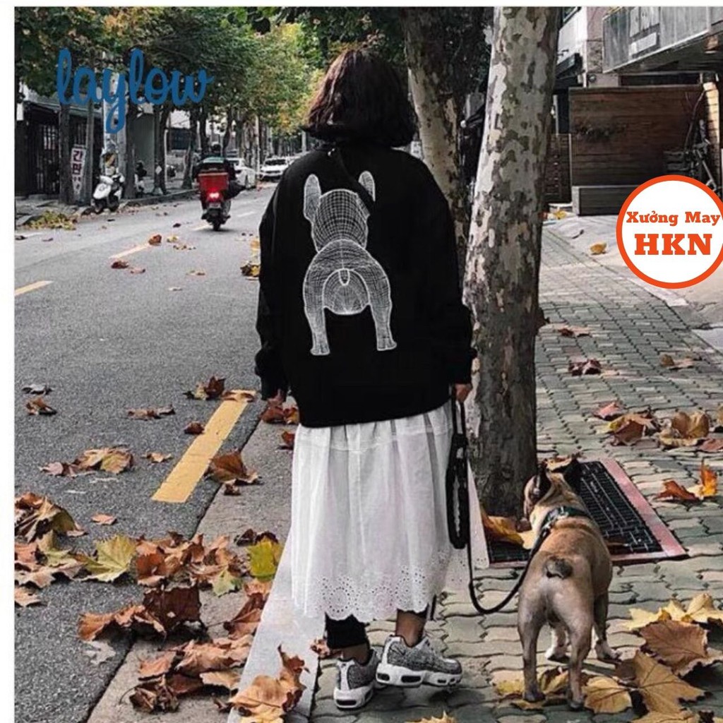 Áo Sweater Nỉ Nam Nữ Viền Chó Life Work Phong Cách Hàn Quốc Mã 694 Xưởng May HKN