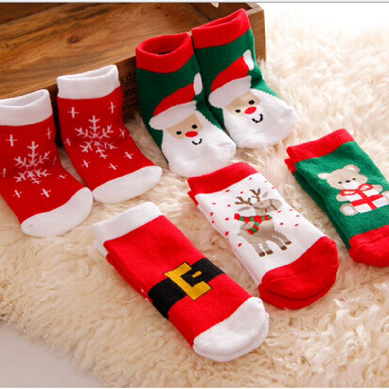 Vớ Cotton Họa Tiết Giáng Sinh Đáng Yêu Cho Bé Gái