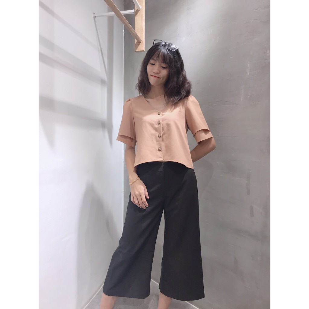 YU CHERRY | Quần nữ ống loe Pleated Flared Trouser YQ003