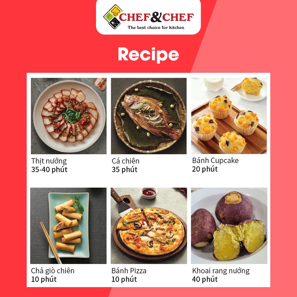 Nồi chiên không dầu CHEF&CHEF 9L  thiết kế mặt kính cùng tay đảo mang kiểu dáng hiện đại, sang trọng.