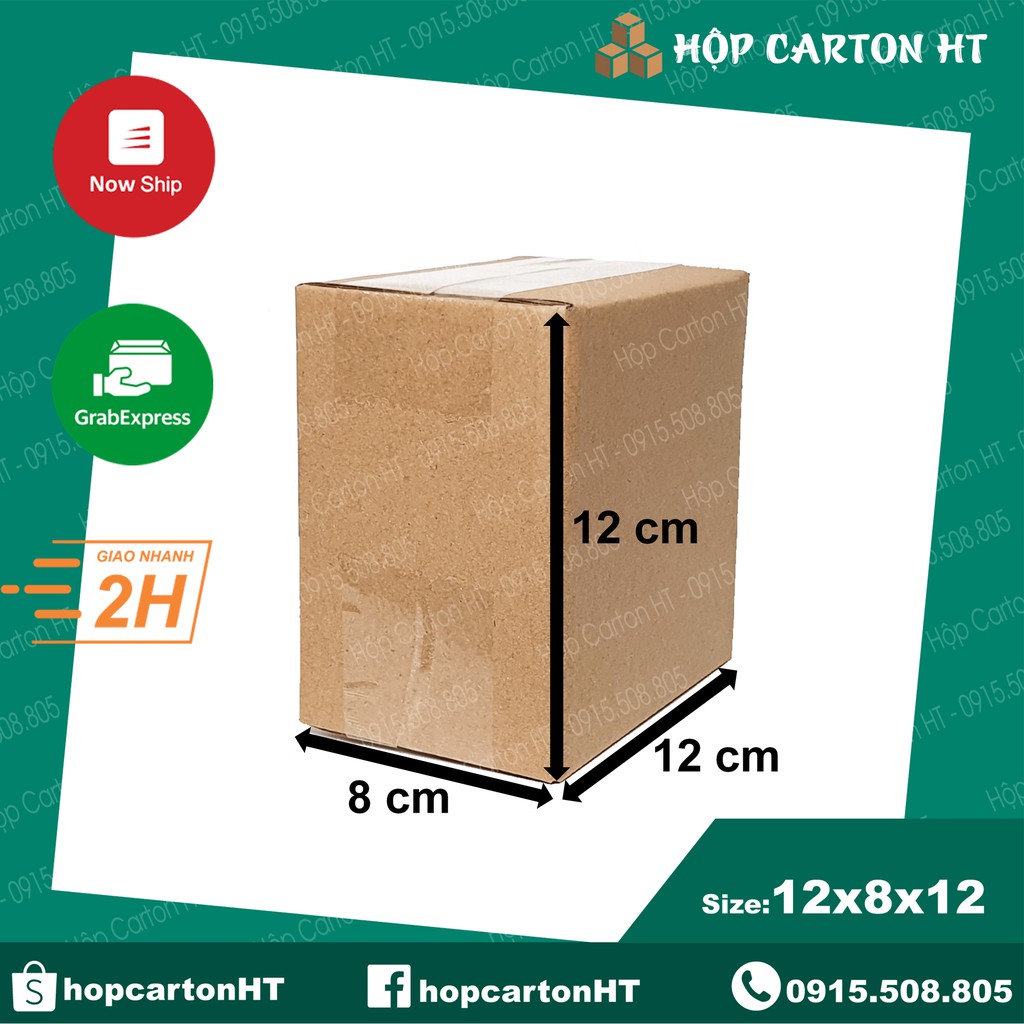 12x8x12 Combo 50 hộp carton, thùng giấy cod gói hàng, bìa giá rẻ