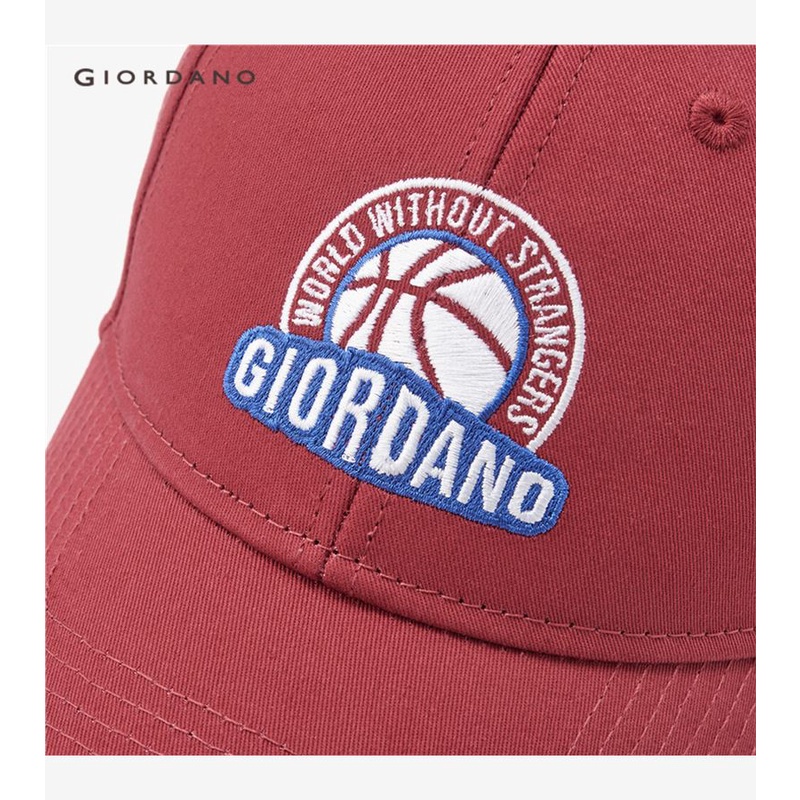 Nón lưỡi trai GIORDANO 01202010 cotton hoạ tiết thêu nội có thể điều chỉnh kích cỡ cho nam