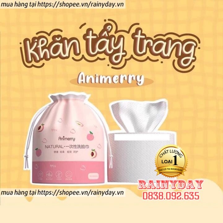 Khăn lau mặt khô Animerry dùng 1 lần, khăn tẩy trang lau khô ướt đa năng giấy cuộn cotton